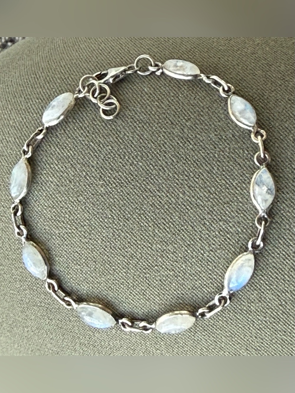 Sterling Silver Blue Rainbow Moonstone Vintage Bracelet